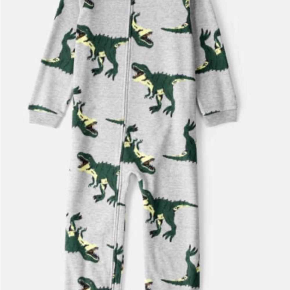 new Two sets onesie 12 Carter's Gray and Green Dinosaur & Rocketship Pajamas